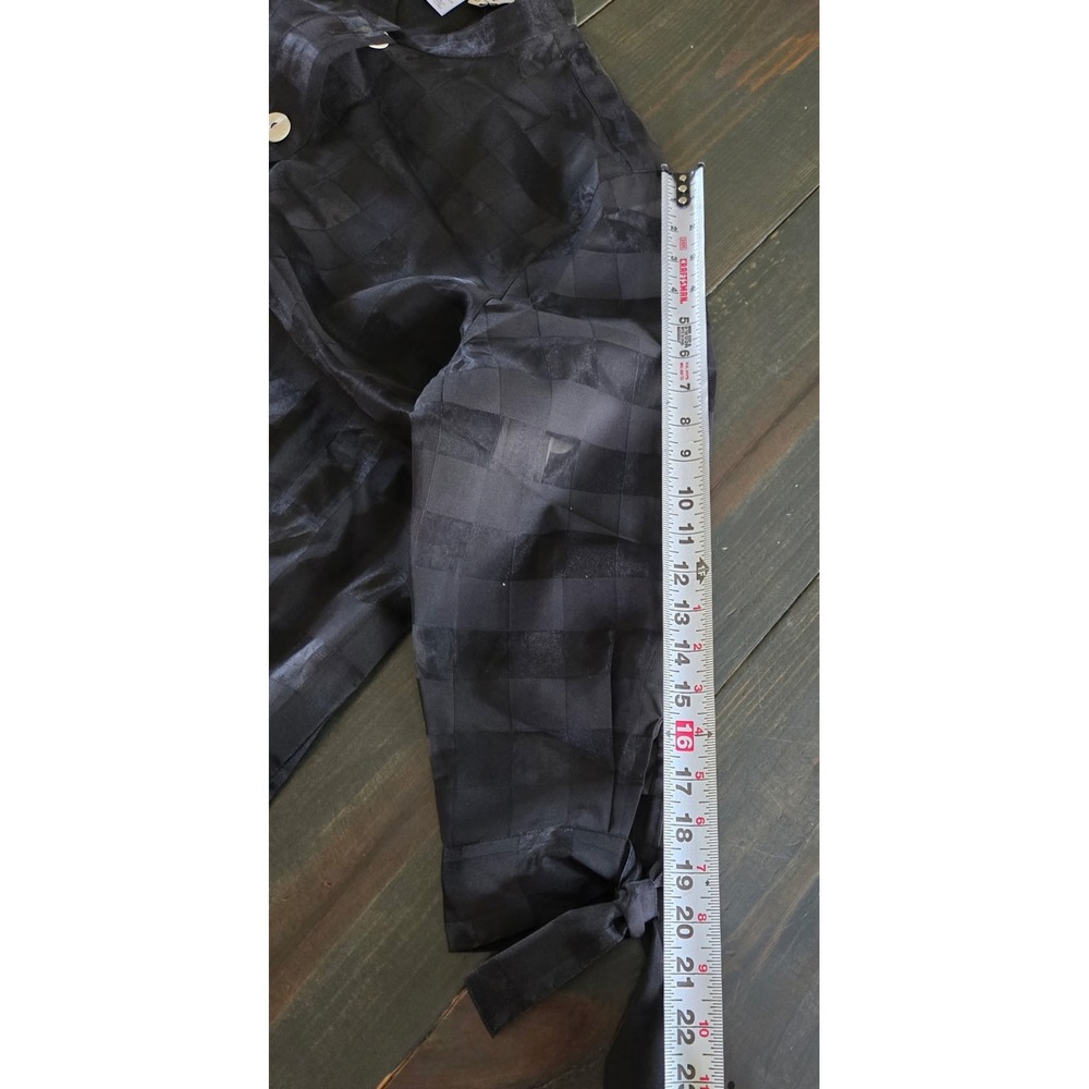 A La Carte Womens XL Black Sheer Striped Button Front Tie Cuff Blouse L10253JM - Picture 10 of 10